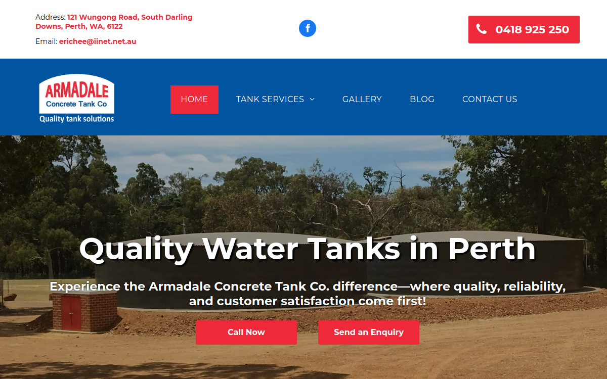 Armadale Concrete Tank Co website screenshot