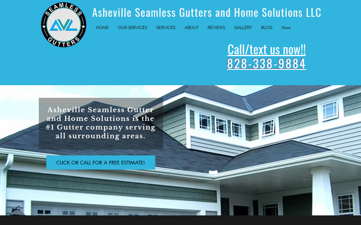 Asheville Seamless Gutters & Home Solutions LLC website screenshot