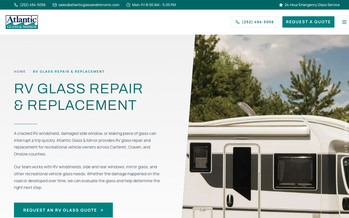 Atlantic Glass & Mirror website screenshot