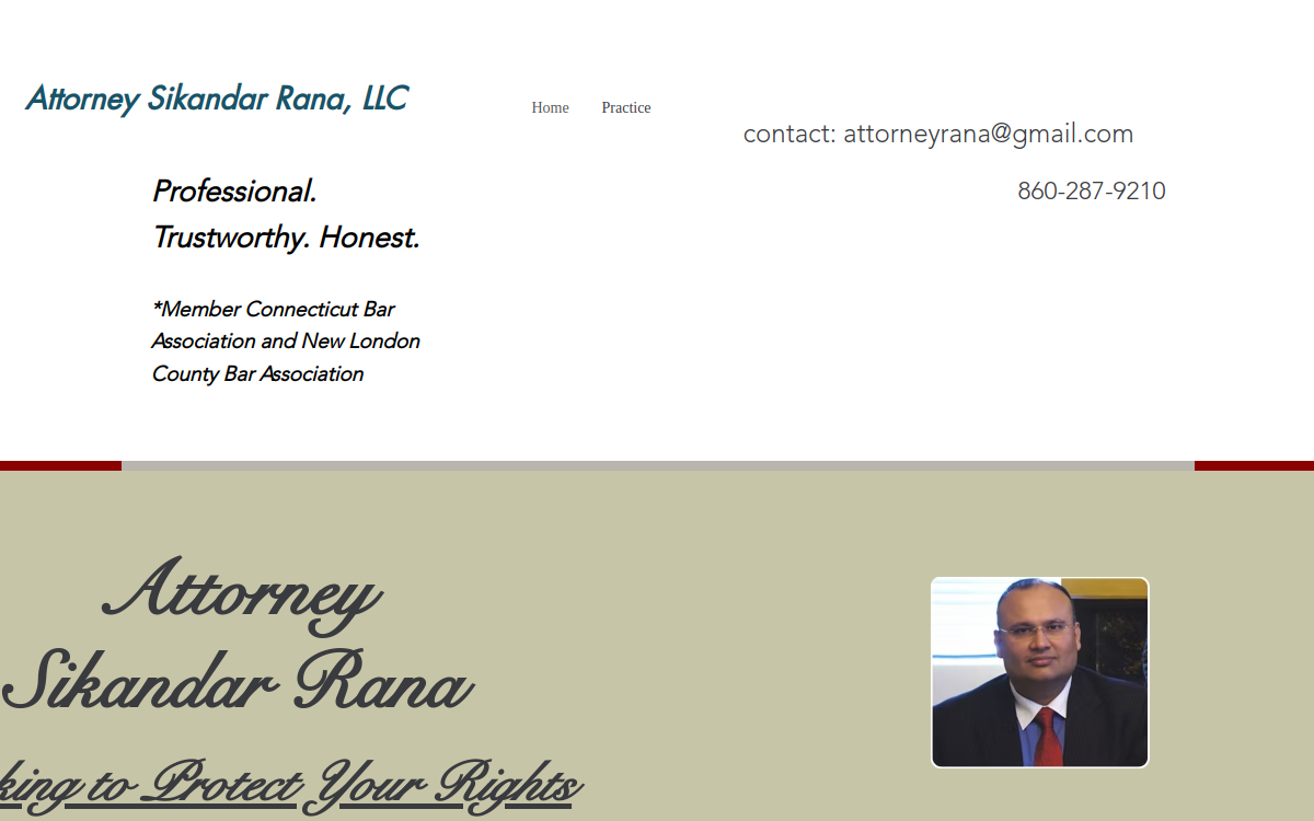 Law Office of Rana Silkandar - New London-Norwich website screenshot