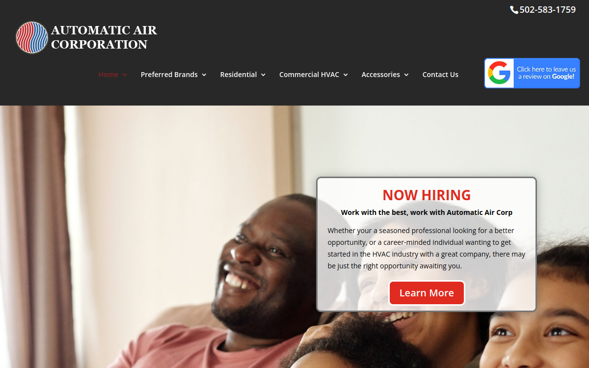 Automatic Air Corporation website screenshot