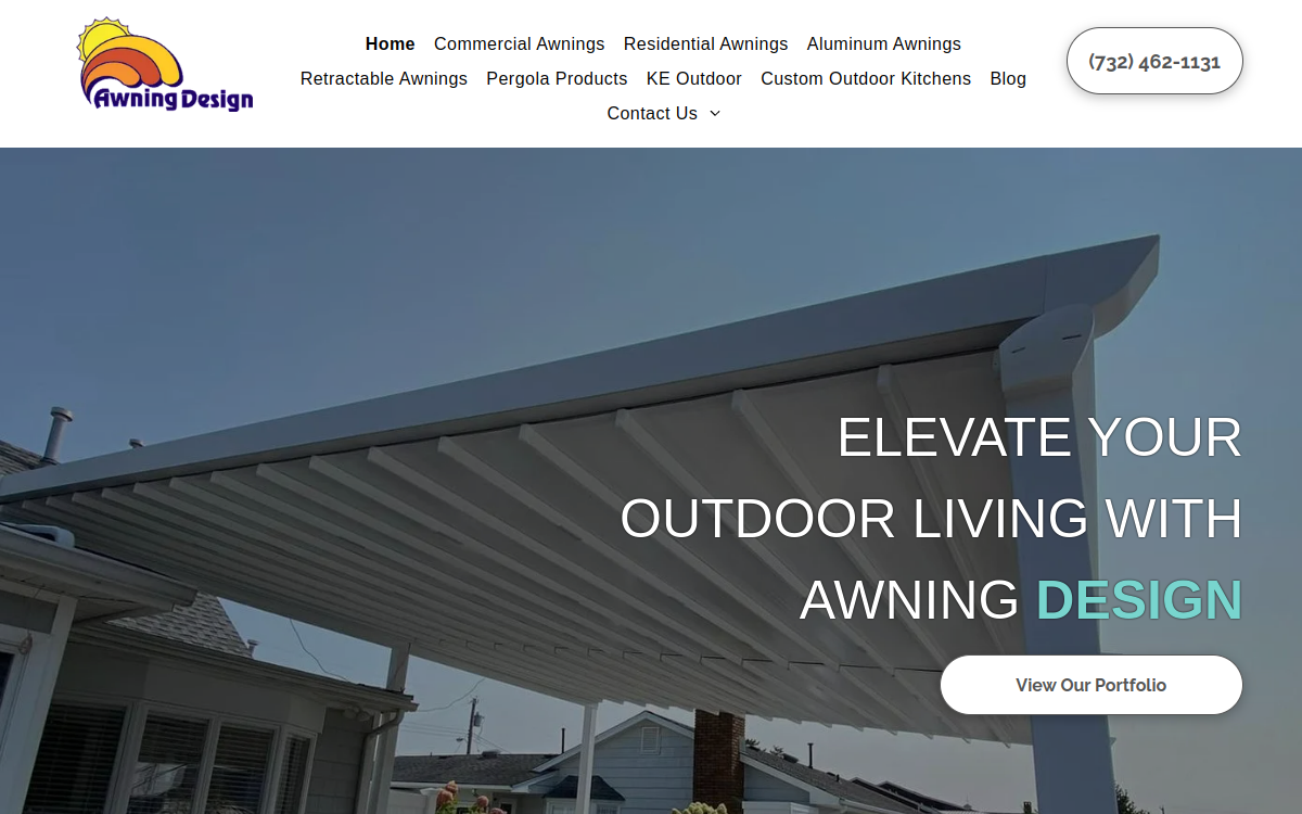 Awning Design Inc website screenshot