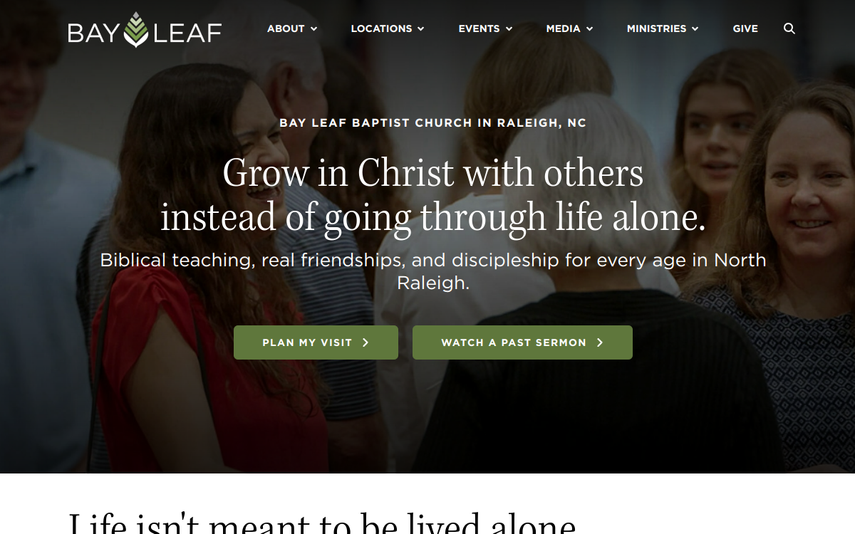 Bay Leaf Baptist Church at Falls Lake website screenshot