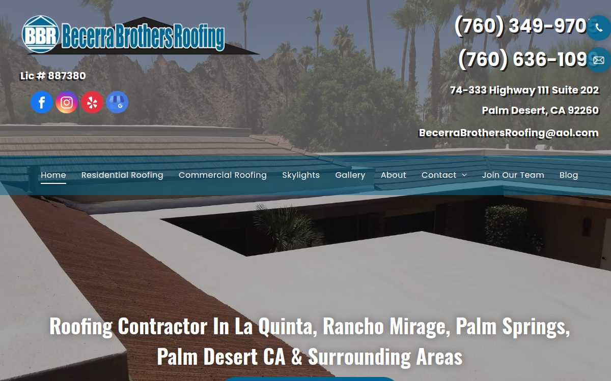 Becerra Brothers Roofing website screenshot
