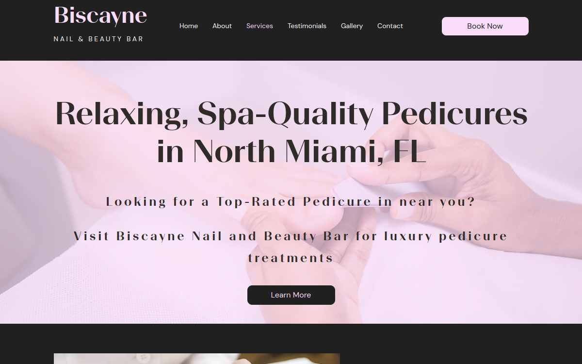 Biscayne Nail & Beauty Bar website screenshot