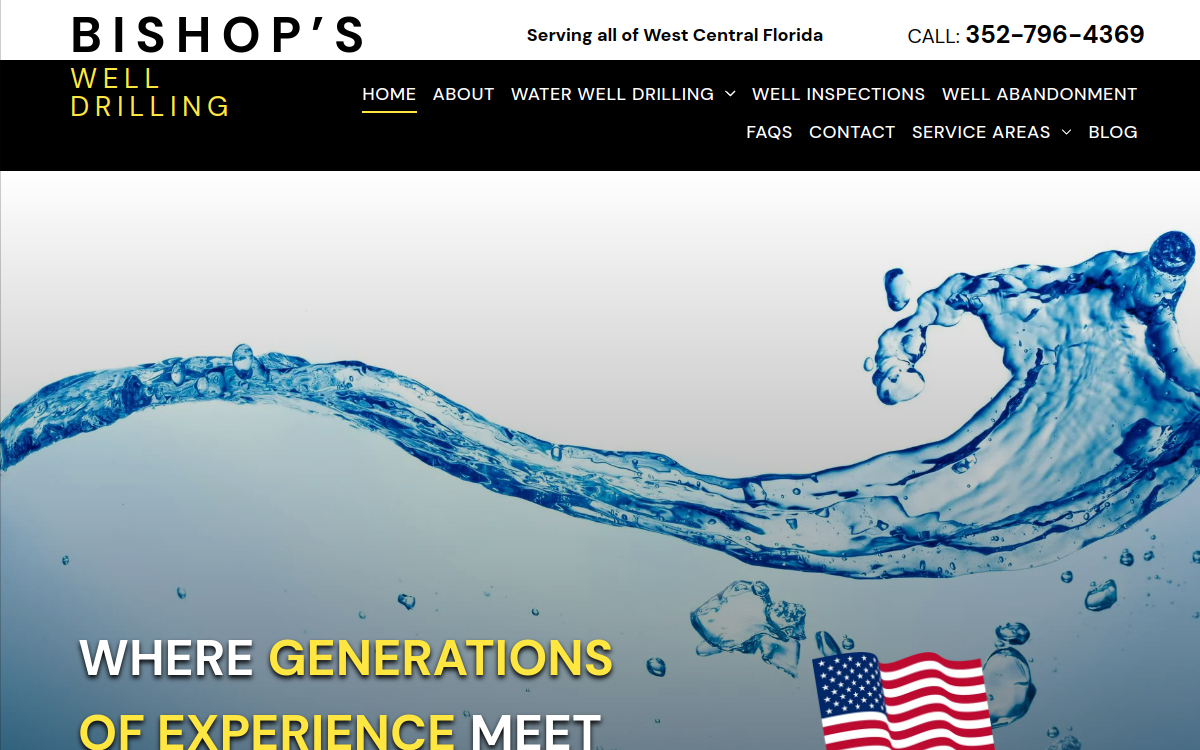 Bishop's Well Drilling website screenshot