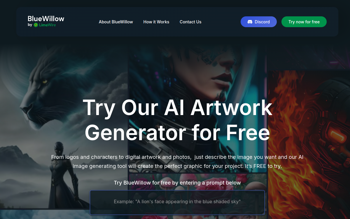 BlueWillow website preview