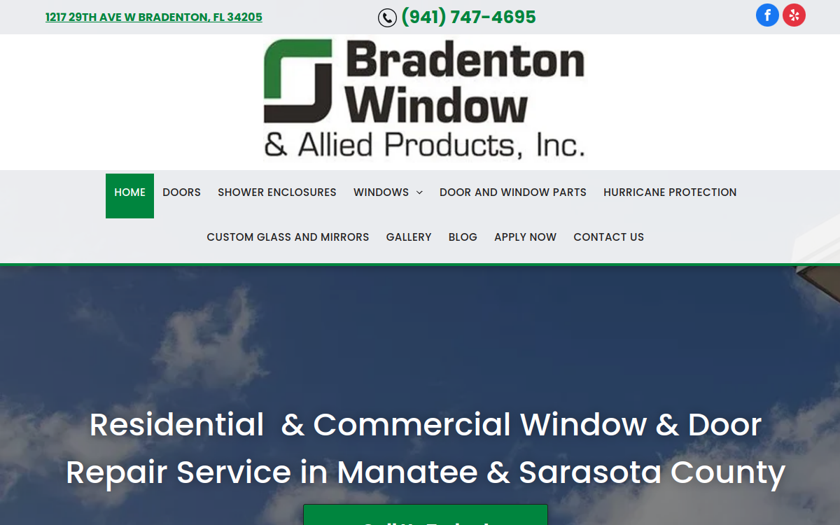 Bradenton Window & Allied Products website screenshot
