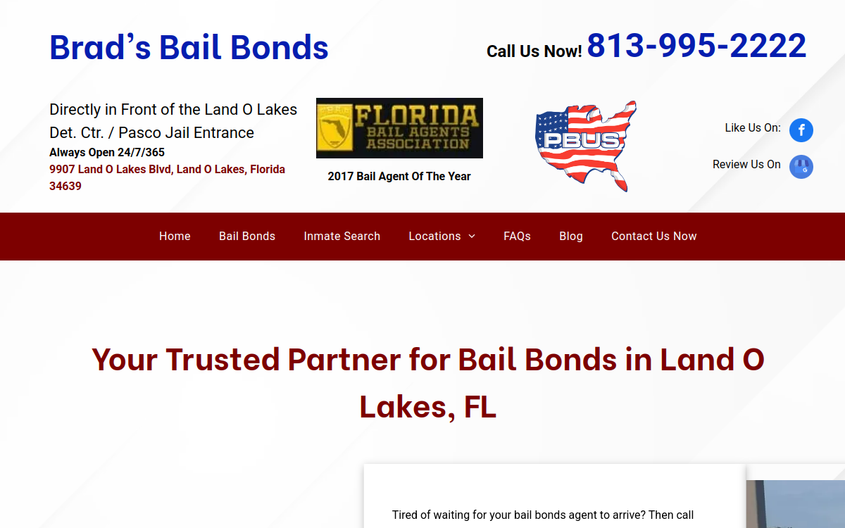 Brad's Bail Bonds website screenshot