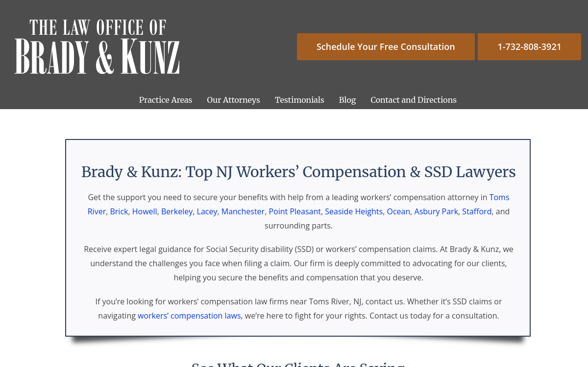 Brady & Kunz website screenshot