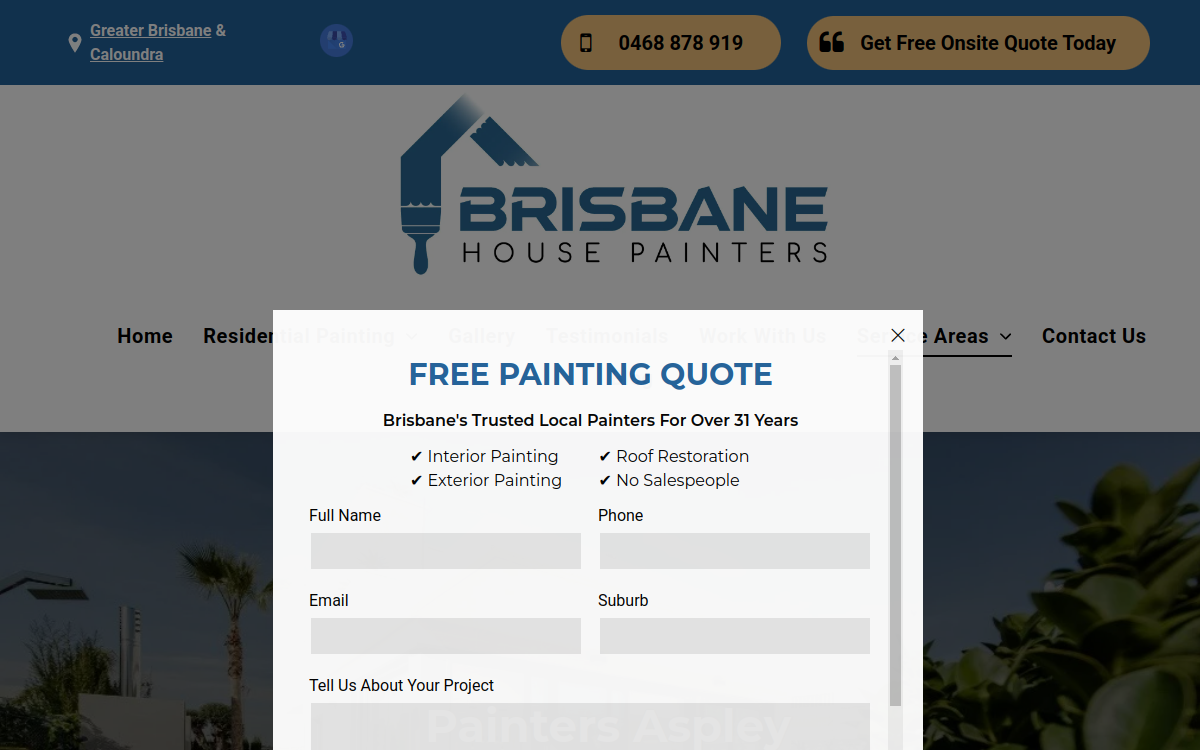 Brisbane House Painters website screenshot