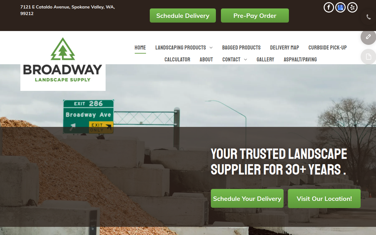 Broadway Landscape Supply website screenshot
