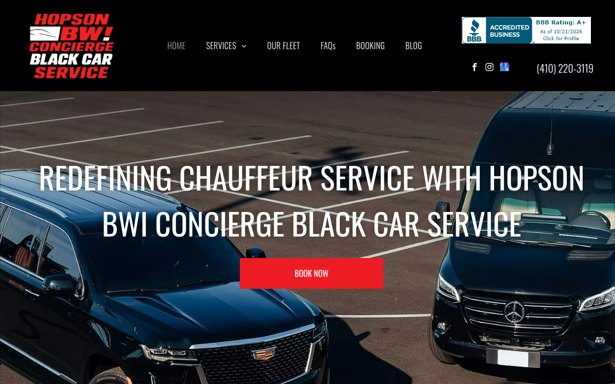 BWI Concierge Premium Black Car Service website screenshot