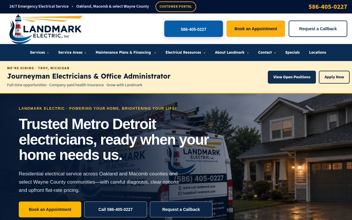 Landmark Electric website screenshot