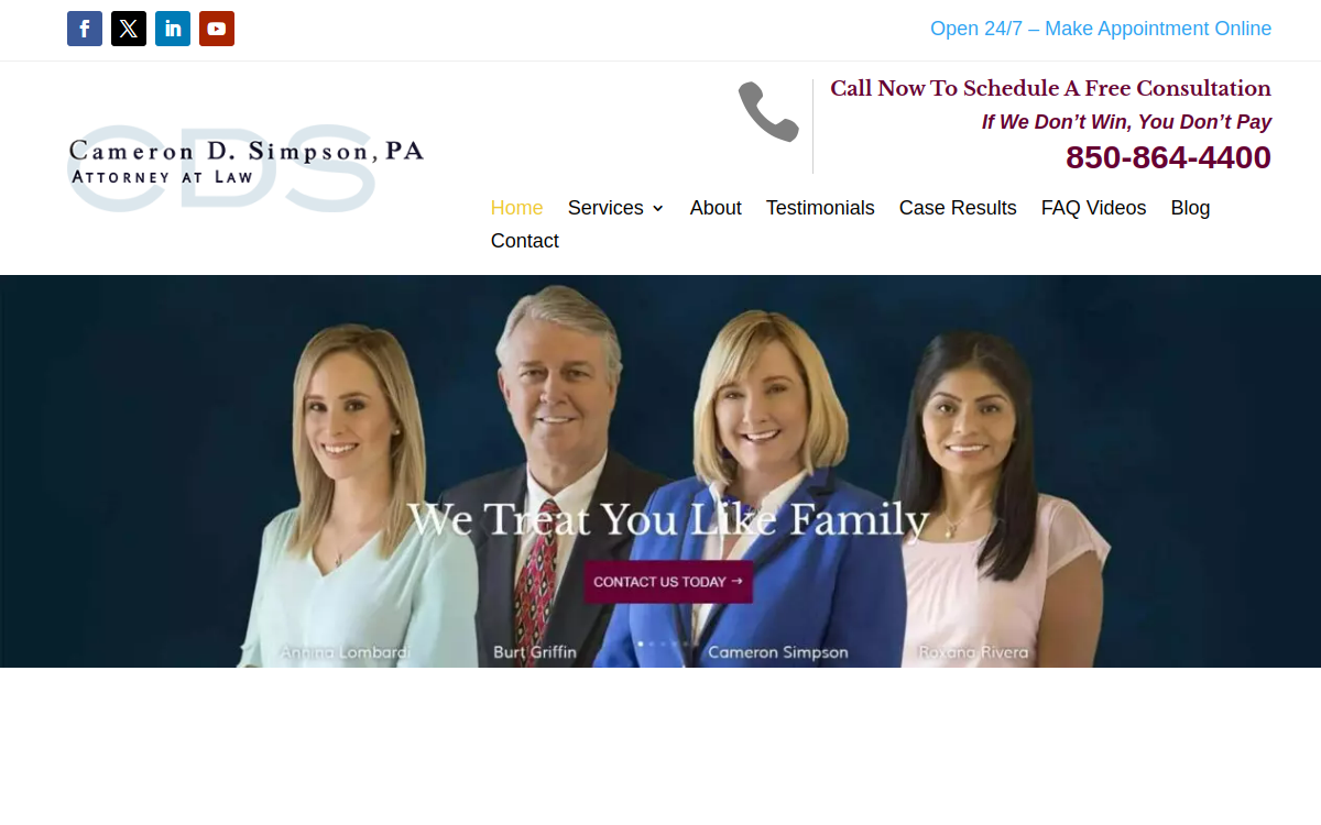 Law Office of Cameron D. Simpson, PA website screenshot