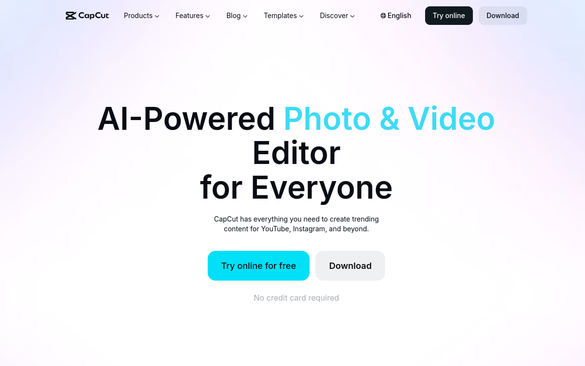 CapCut website preview