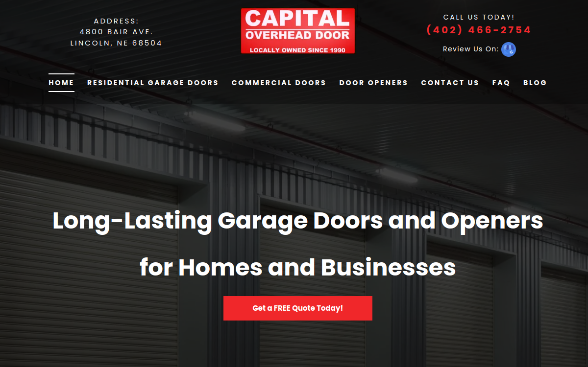Capital Overhead Door website screenshot