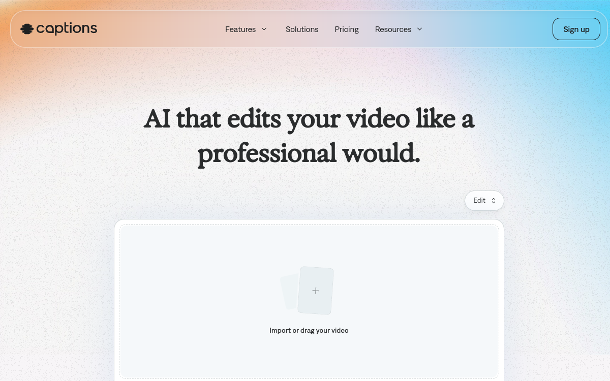 Captions website preview