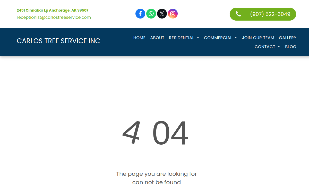 Carlos Tree Service Inc website screenshot