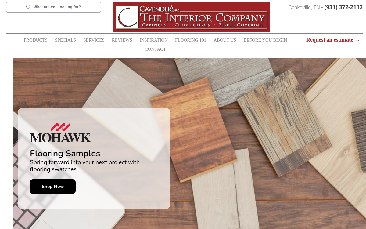 Cavender's The Interior Co website screenshot