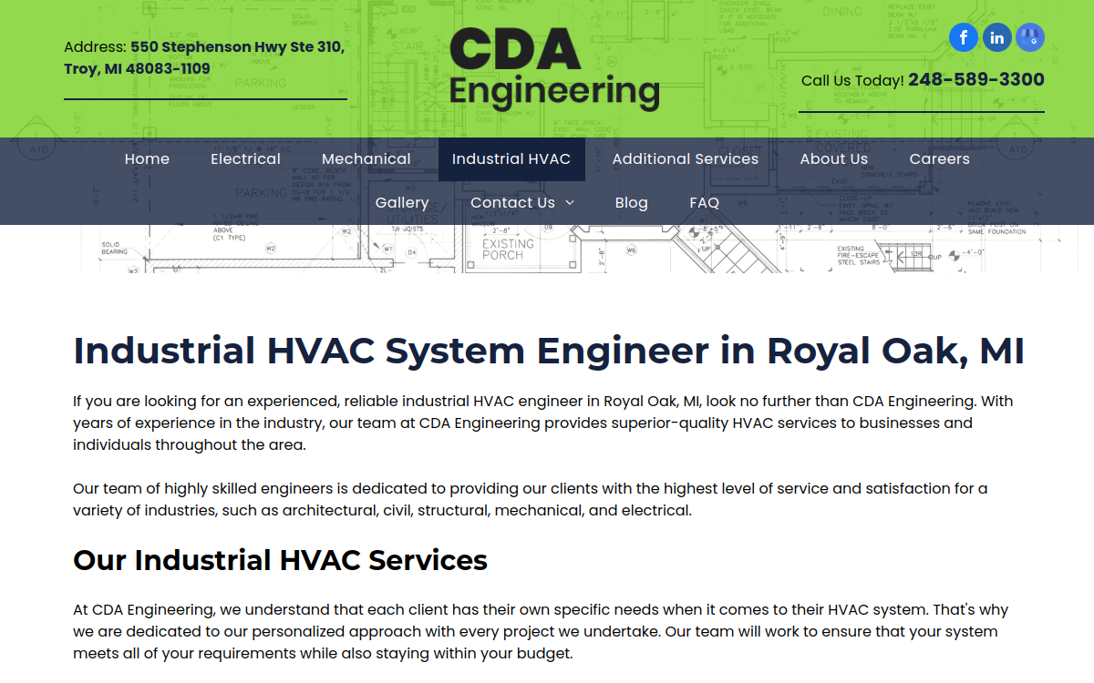 CDA Engineering website screenshot