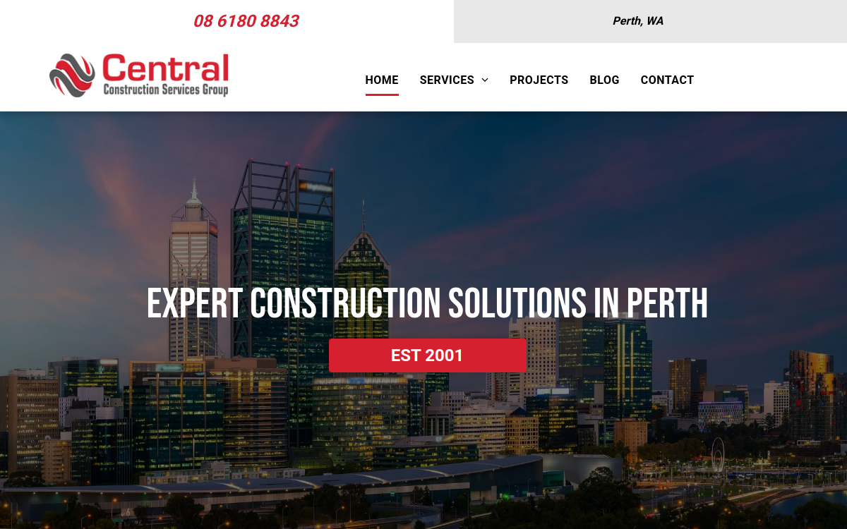Central Construction Service Group Pty Ltd website screenshot