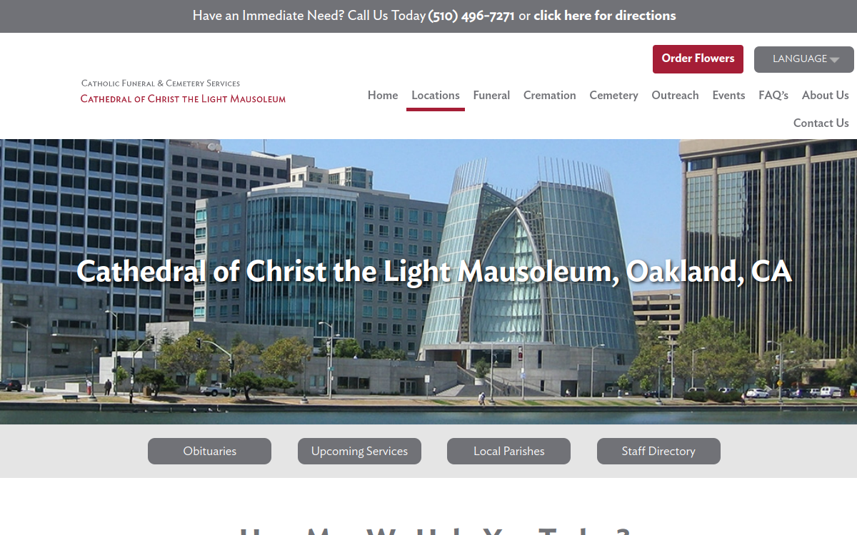 Cathedral of Christ the Light Mausoleum website screenshot