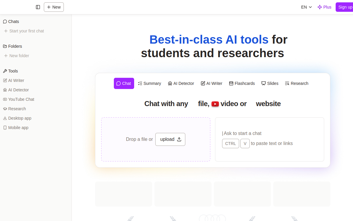ChatPDF website preview