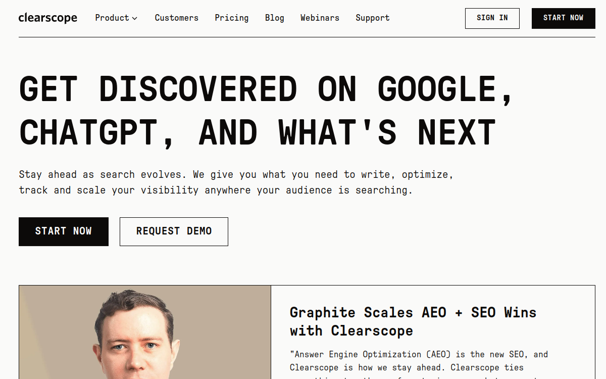 Clearscope website preview