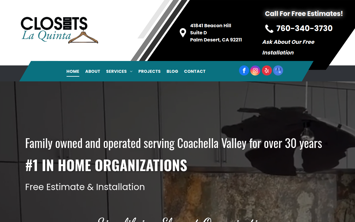 Closet La Quinta Cabinetry website screenshot
