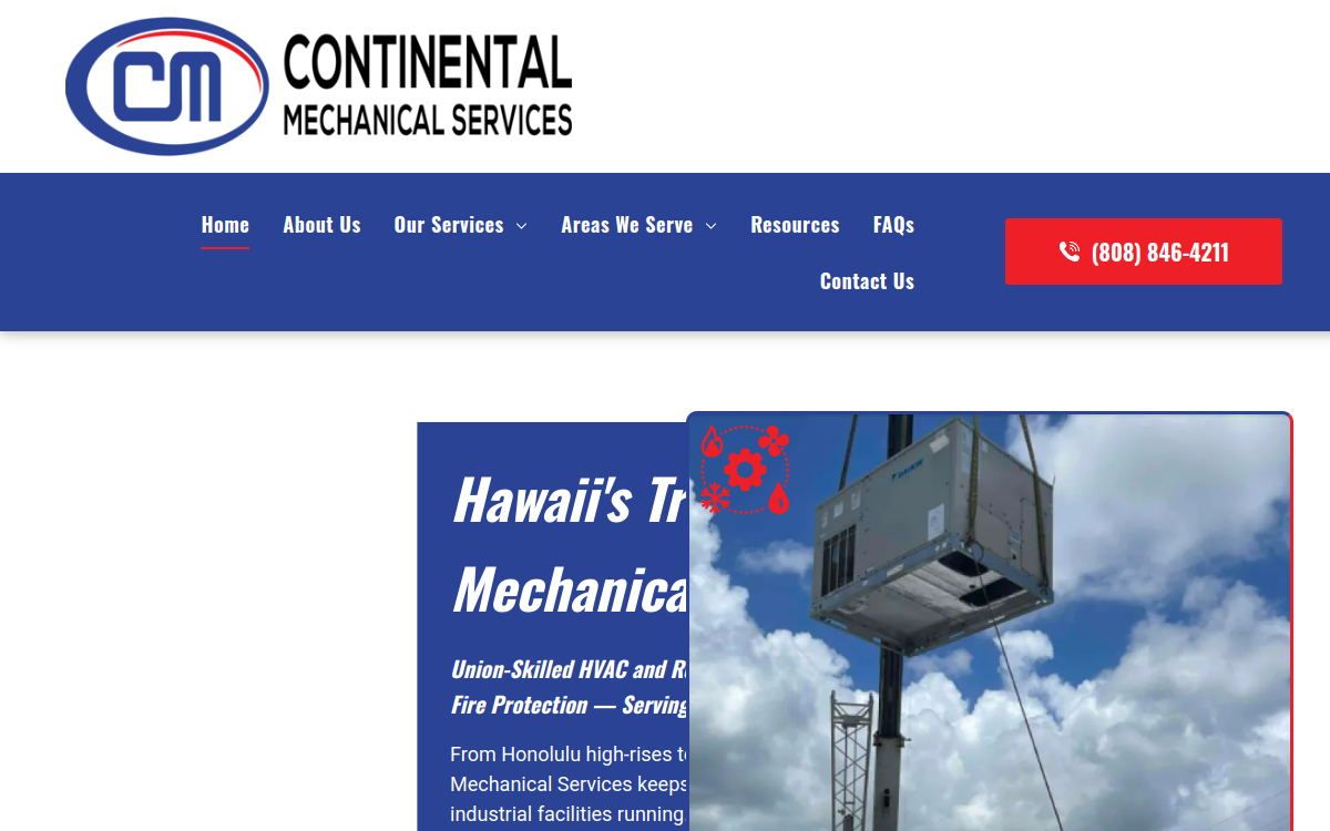 Continental Mechanical Services website screenshot