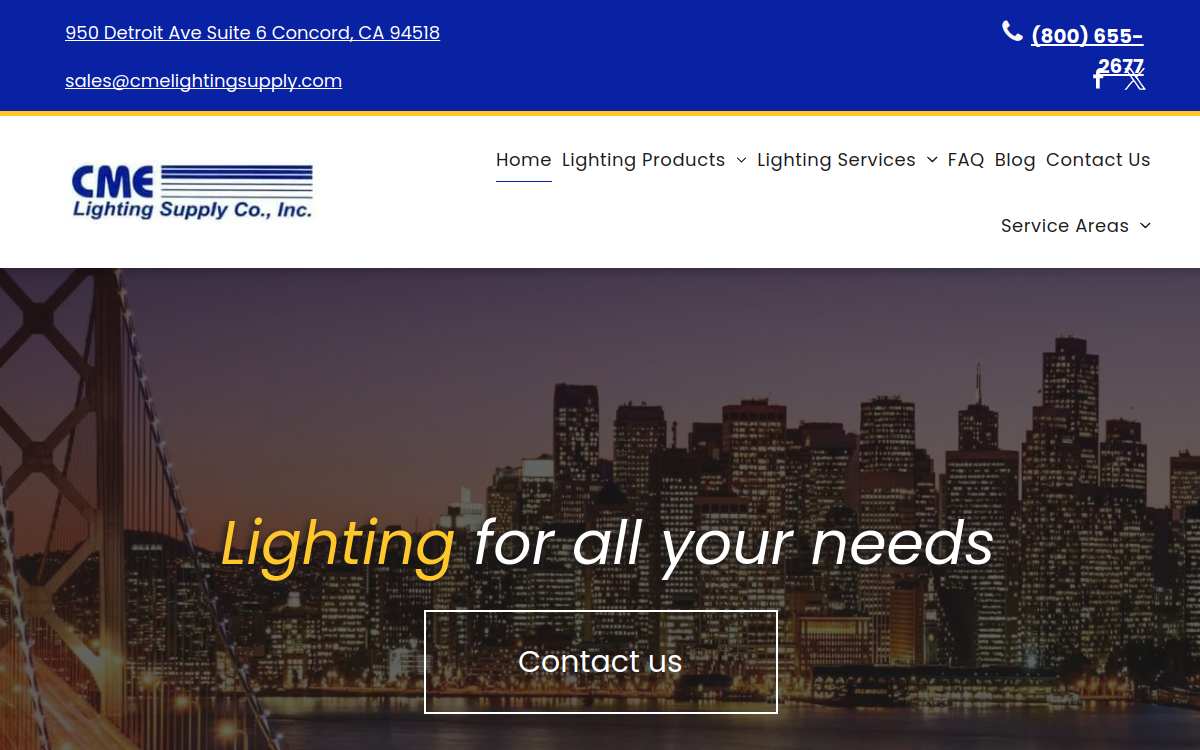 CME Lighting Supply website screenshot