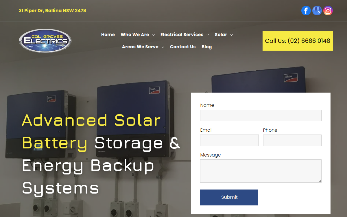 Col Groves Electrics website screenshot