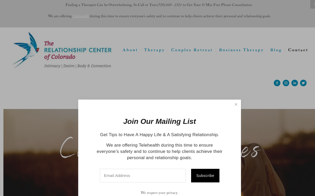The Relationship Center of Colorado website screenshot