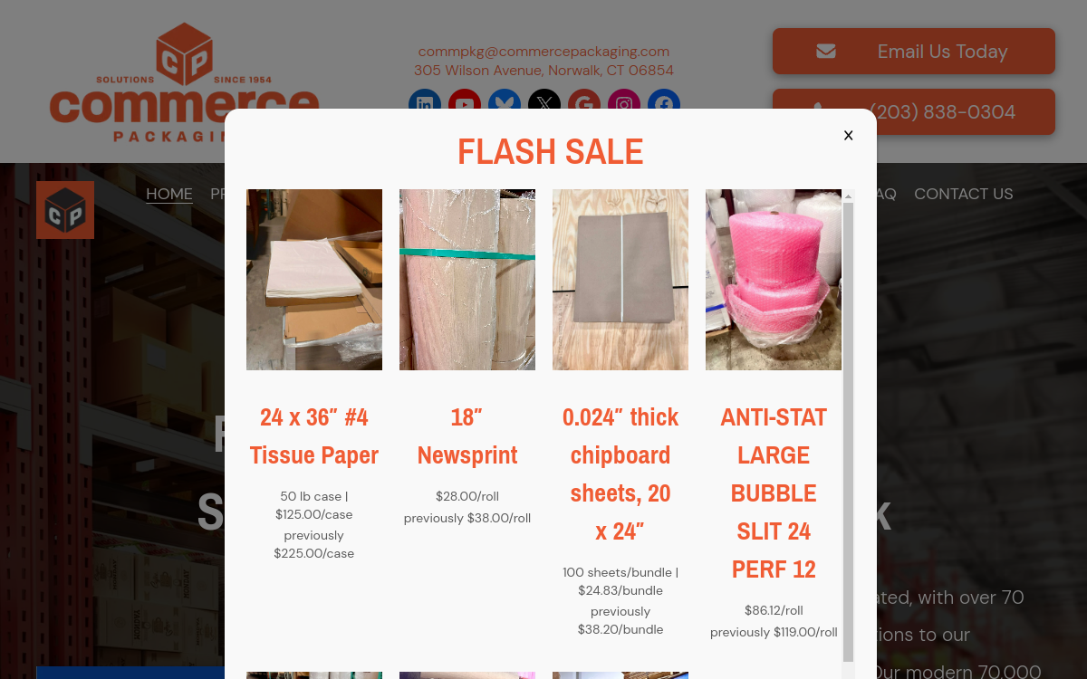 Commerce Packaging Corporation website screenshot