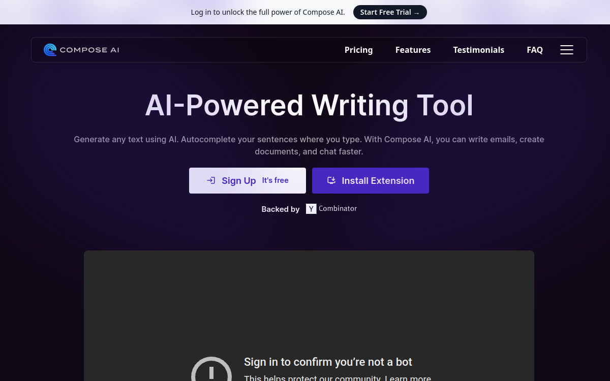 Compose AI website preview