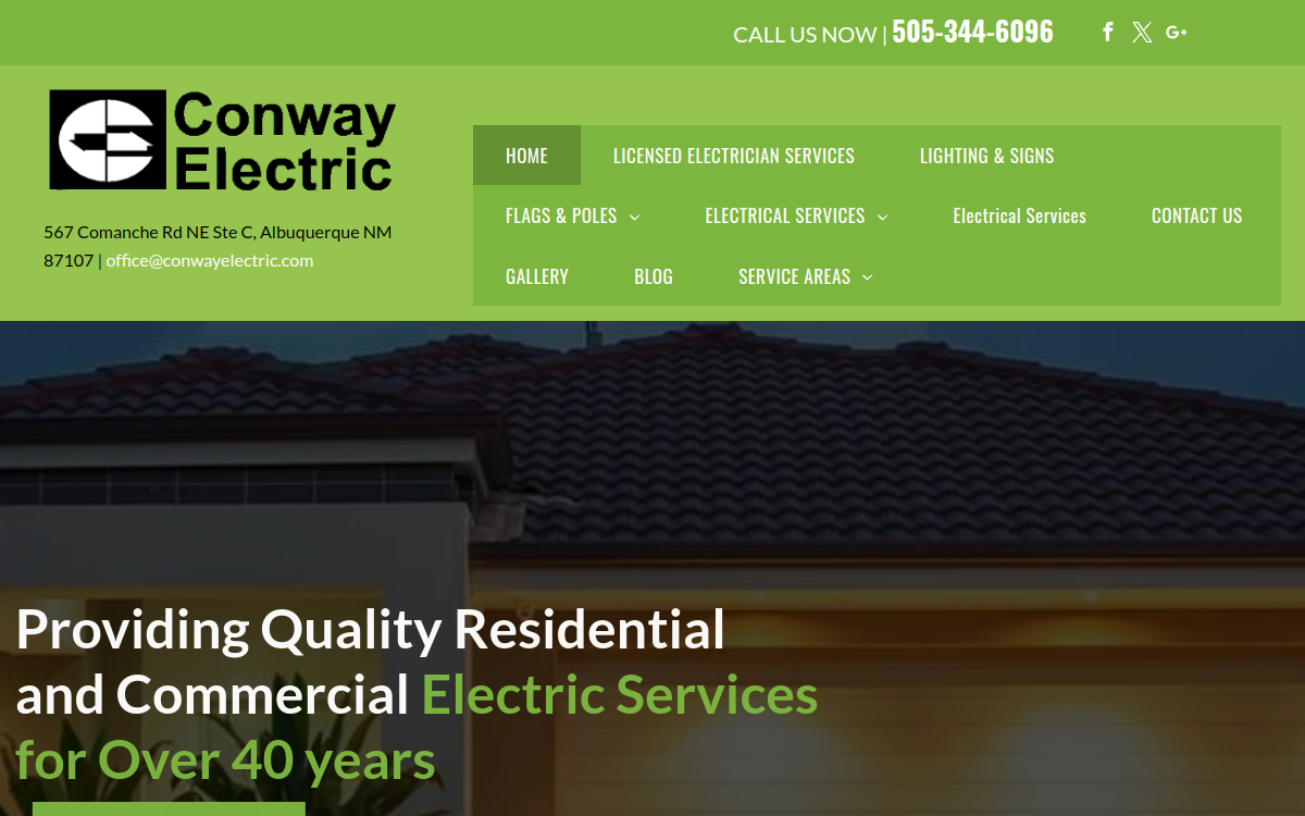 Conway Electric website screenshot