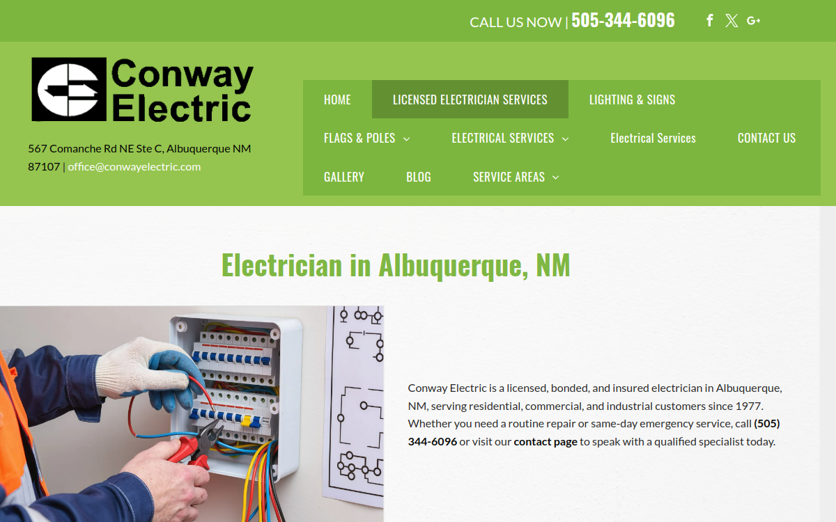 Conway Electric website screenshot