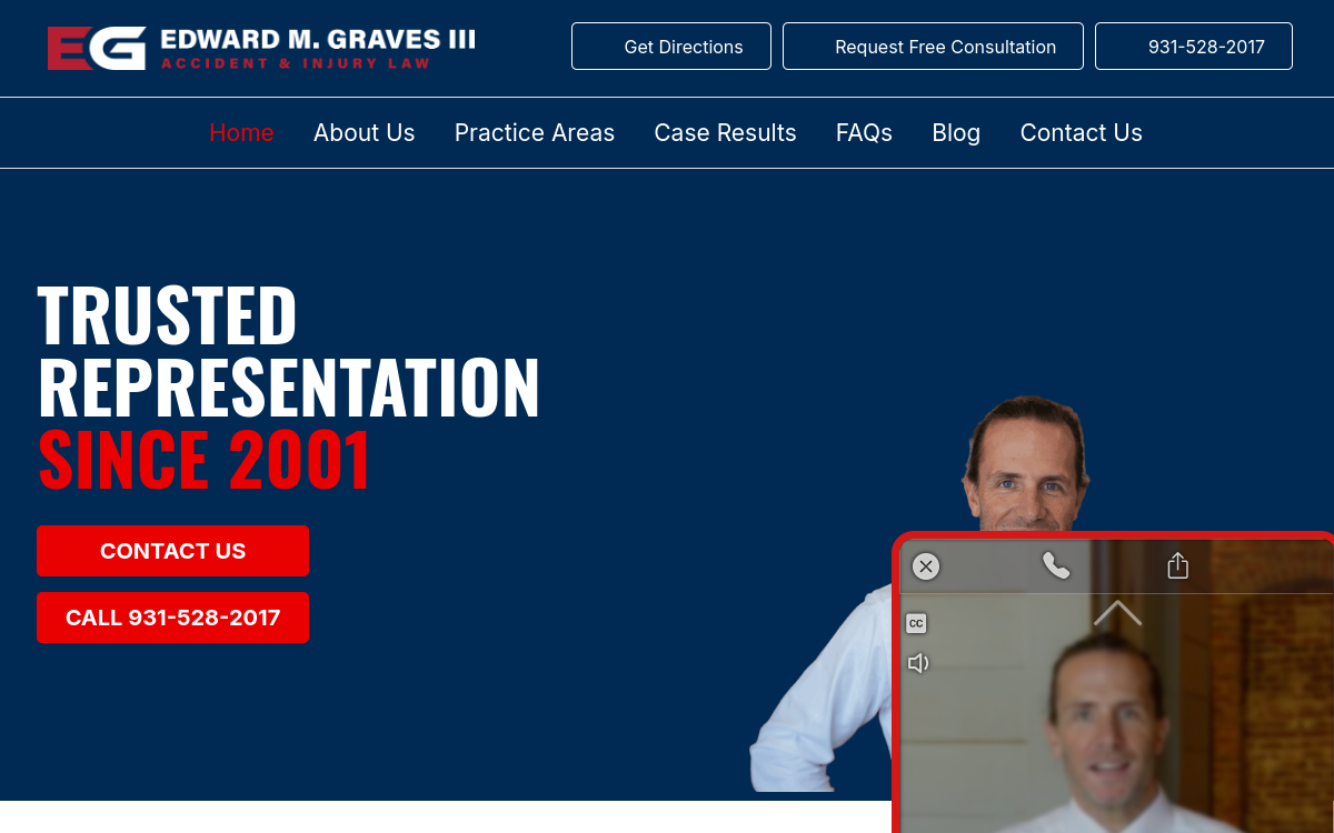 Edward M. Graves III, Accident and Injury Attorney website screenshot