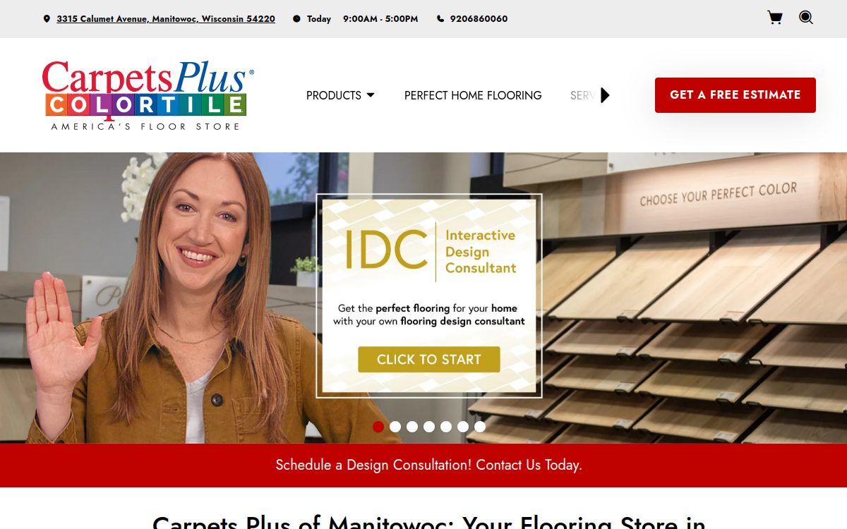Carpets Plus of Manitowoc website screenshot