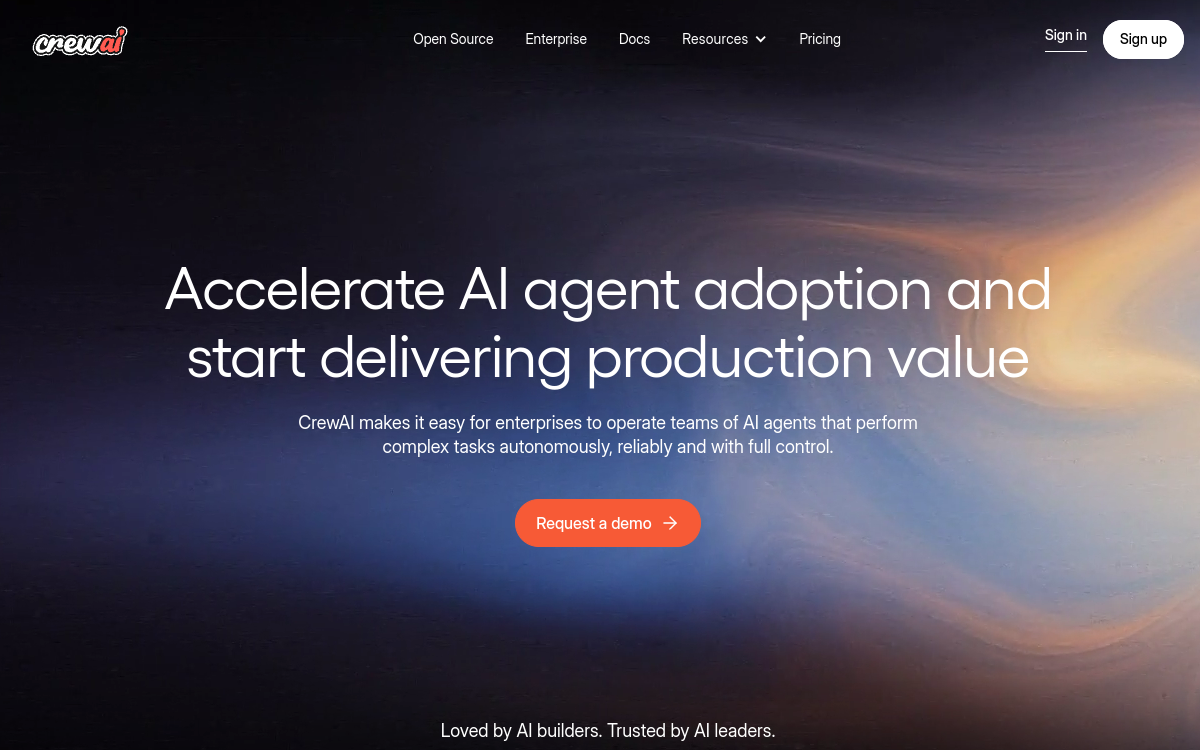 CrewAI website preview