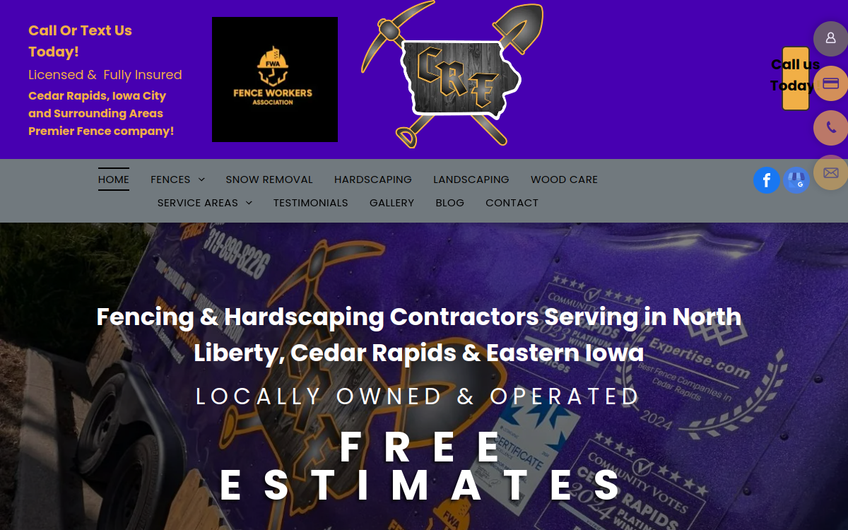 Corridor Residential Fencing Co. website screenshot