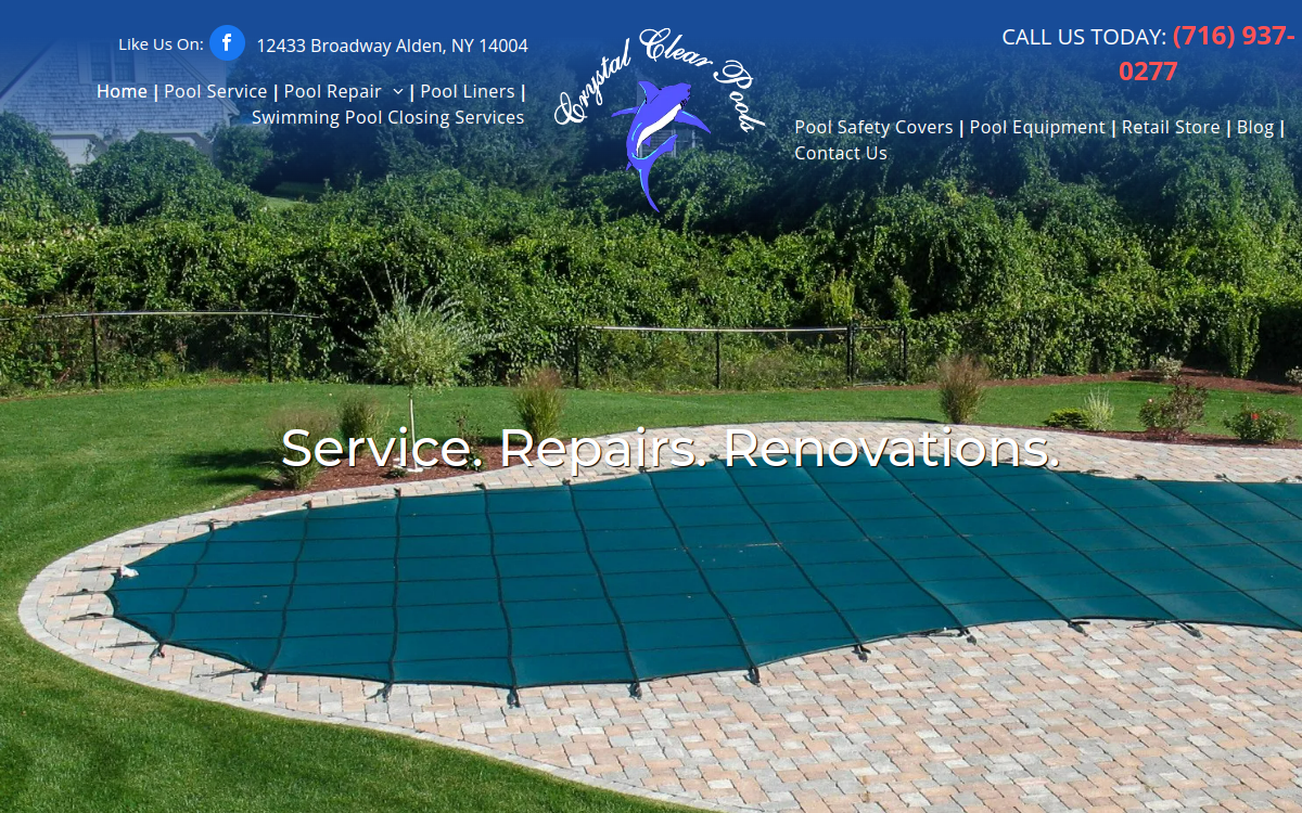 Crystal Clear Pools website screenshot