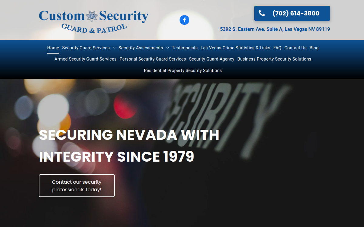 Custom Security Guard & Patrol LLC website screenshot