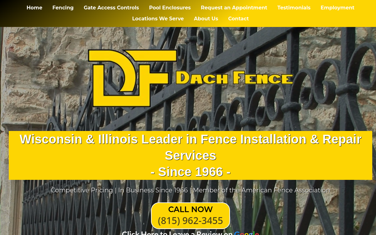 Dach Fence Co. website screenshot