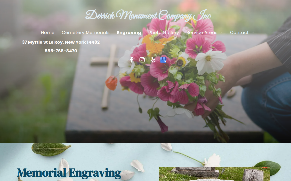 Derrick Monument Company Inc. website screenshot