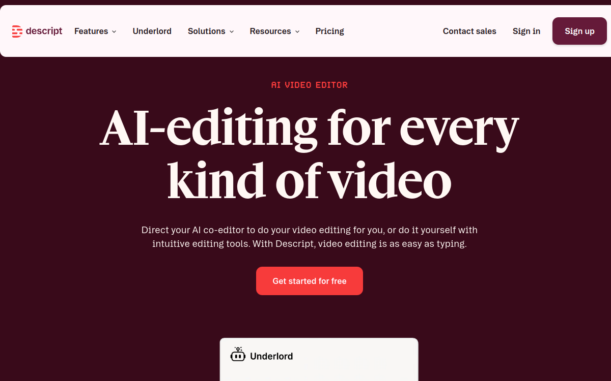 Descript website preview