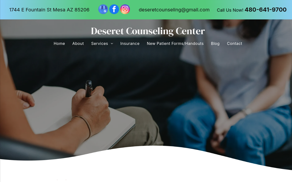 Deseret Counseling Center website screenshot