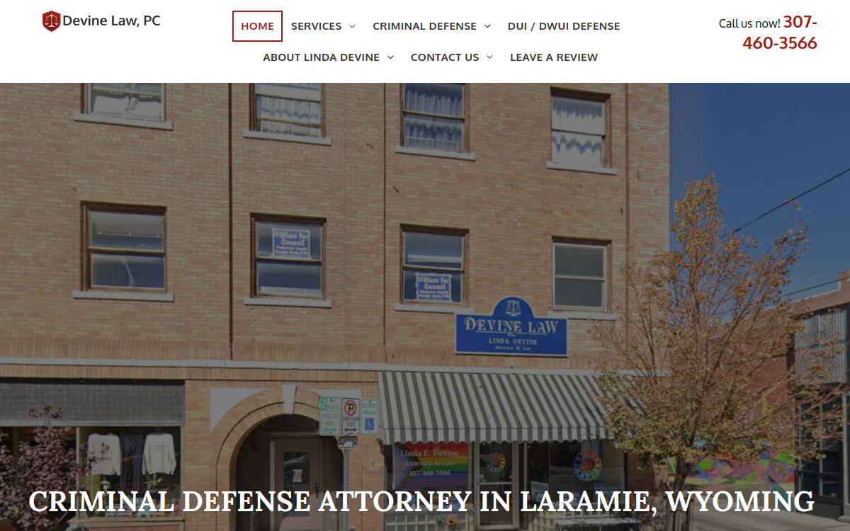 Devine Law, PC website screenshot