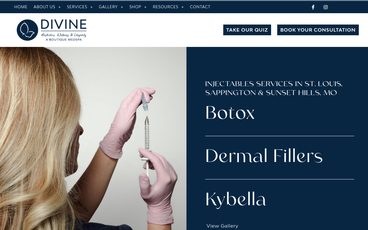 Divine, A Boutique Medspa website screenshot